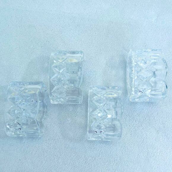 4 Vtg GORHAM Crystal "King Edward Crown" Napkin Rings Table Decor Diamond - Picture 4 of 7